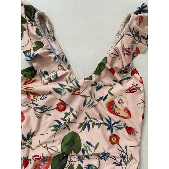 Free Press Swim One Piece Swimsuit Floral Print Plunge Swimwear - Picture 3 of 9